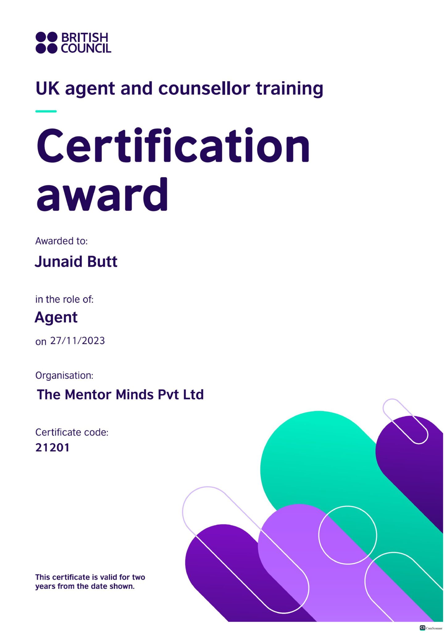 British Council Certificate